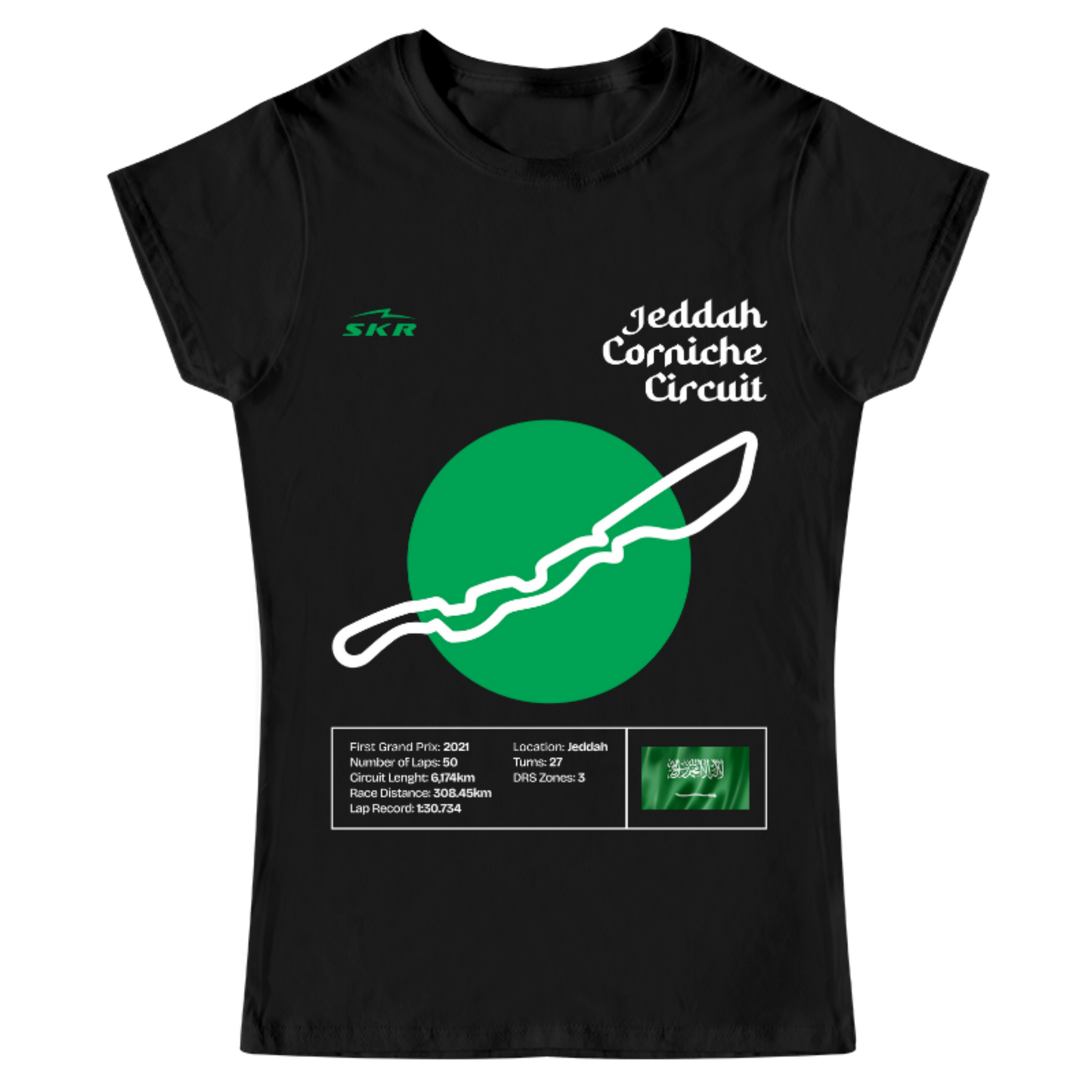 Playera Mujer Skyline Racing Tracks Jeddah