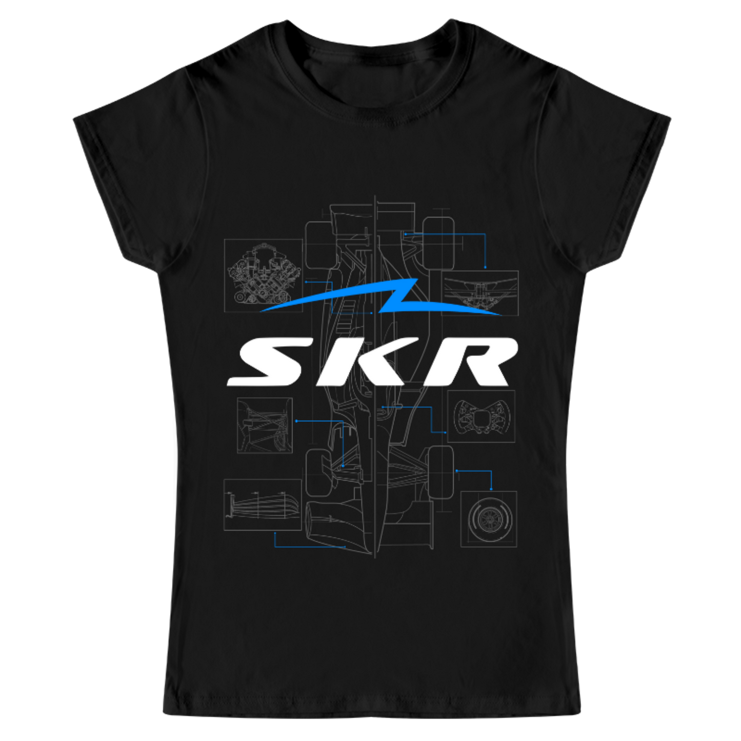 Playera Mujer Skyline Racing Car Blueprint