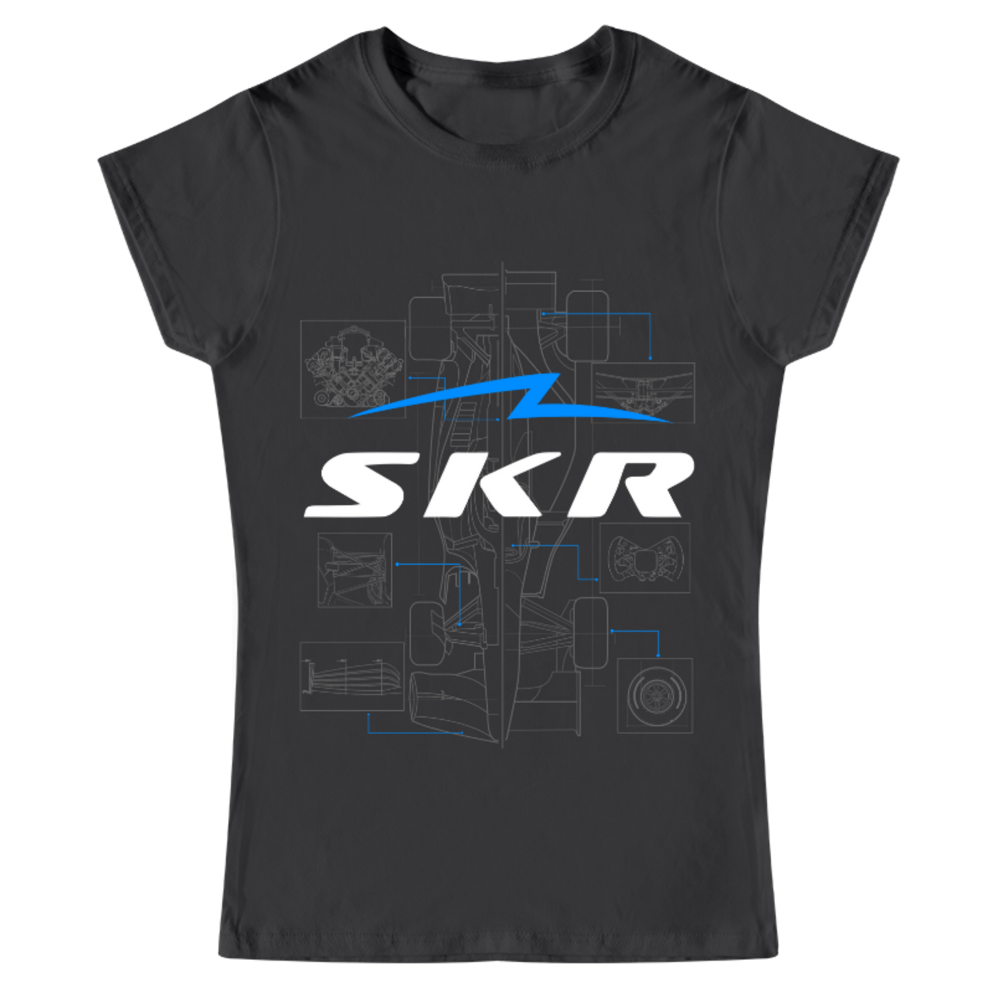 Playera Mujer Skyline Racing Car Blueprint